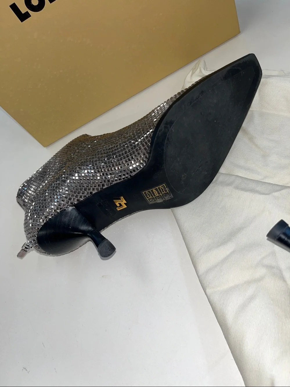 LOLACRUZ PLOMO CRYSTAL BOOTIES SZ 39 PERFECT